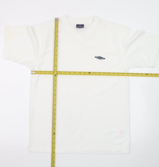 Umbro Men's White V-Neck Short Sleeve T-Shirt Size M Polyester Cotton