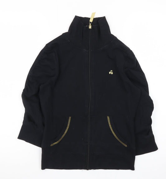 Additional front view of Evie Women's Black Full Zip Basic Jacket, size 10, Cotton Blend