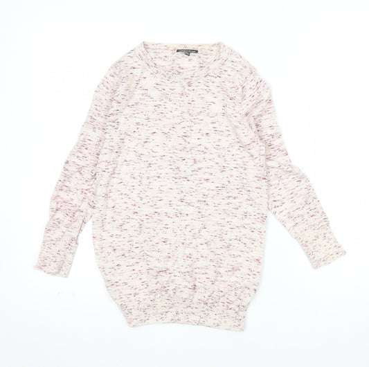 Warehouse Women Beige Cotton Knit Long Sleeve Pullover Jumper UK 8
