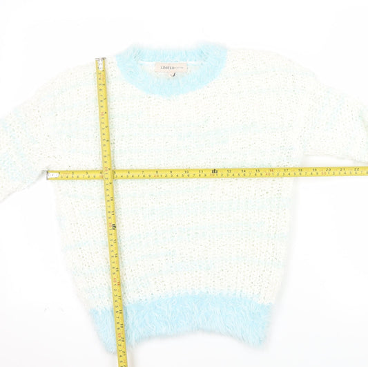 Marks and Spencer Women’s White Blue Chunky Knit Pullover Jumper Size 6
