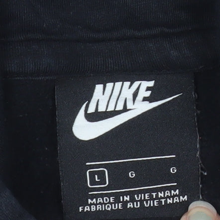 Nike Mens Black L Pullover Hoodie Fleece Sportswear Logo