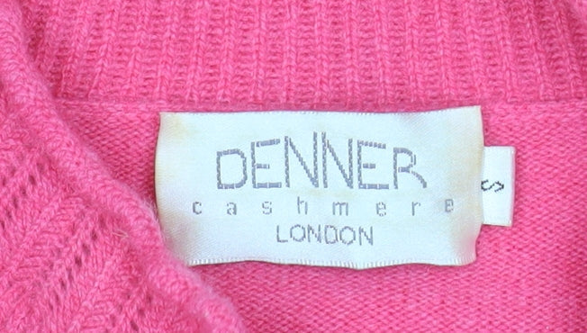 Denner Cashmere Women’s Pink Crew Neck Button Cardigan Size S