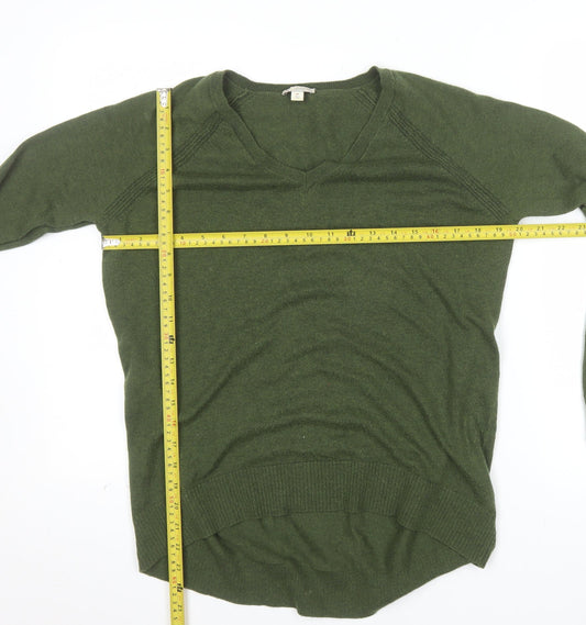 Gap Men's Green V-Neck Wool Blend Pullover Jumper Size S
