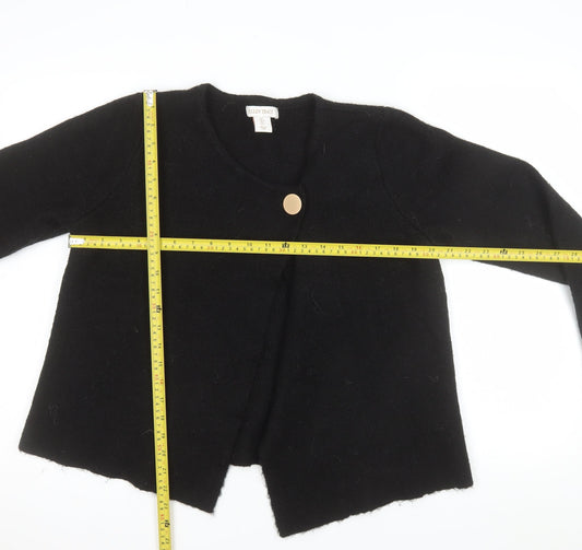 Ellen Tracy Women's Black L Wool Cardigan with Button Detail