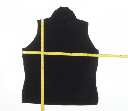 Rocha.John Rocha Women's Black Merino Wool Sleeveless Roll Neck Knit Top Size M
