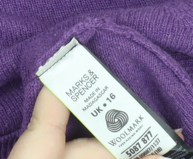 Marks and Spencer Women’s Purple Roll Neck Lambswool Jumper UK 16