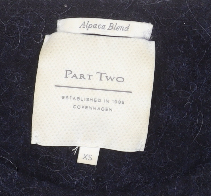 Part Two Women Navy Blue Alpaca Blend Wool Jumper XS Round Neck Long Sleeve