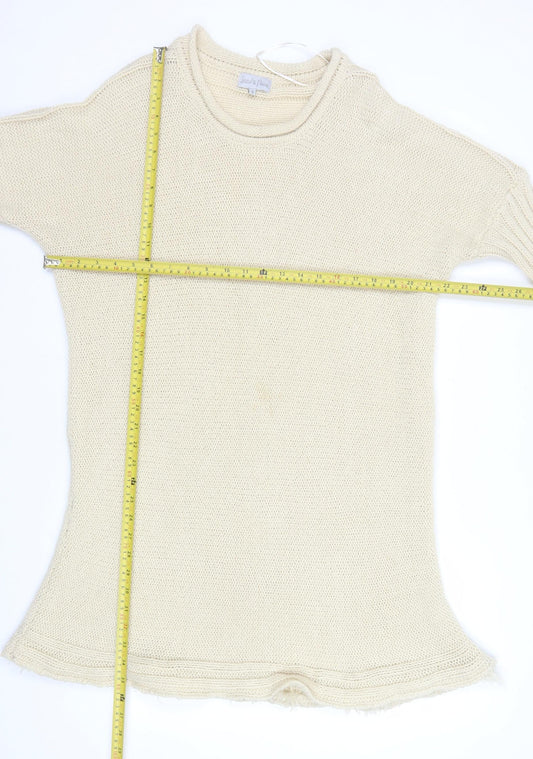 Stitch & Pieces Women’s Beige Cotton Chunky Knit Tunic Jumper Size 14