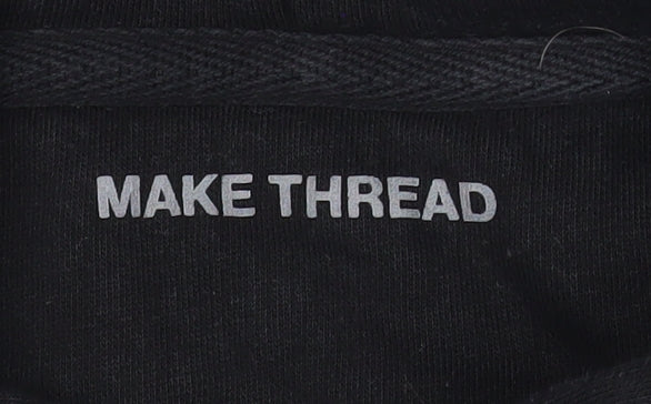 Make Thread Men's Black Full Zip Hoodie S Essentials Club