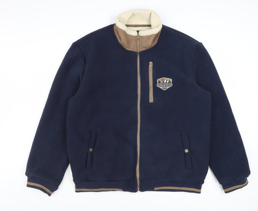 Atlas for Men Blue Fleece Lined Zip Up Jacket L Boys Casual