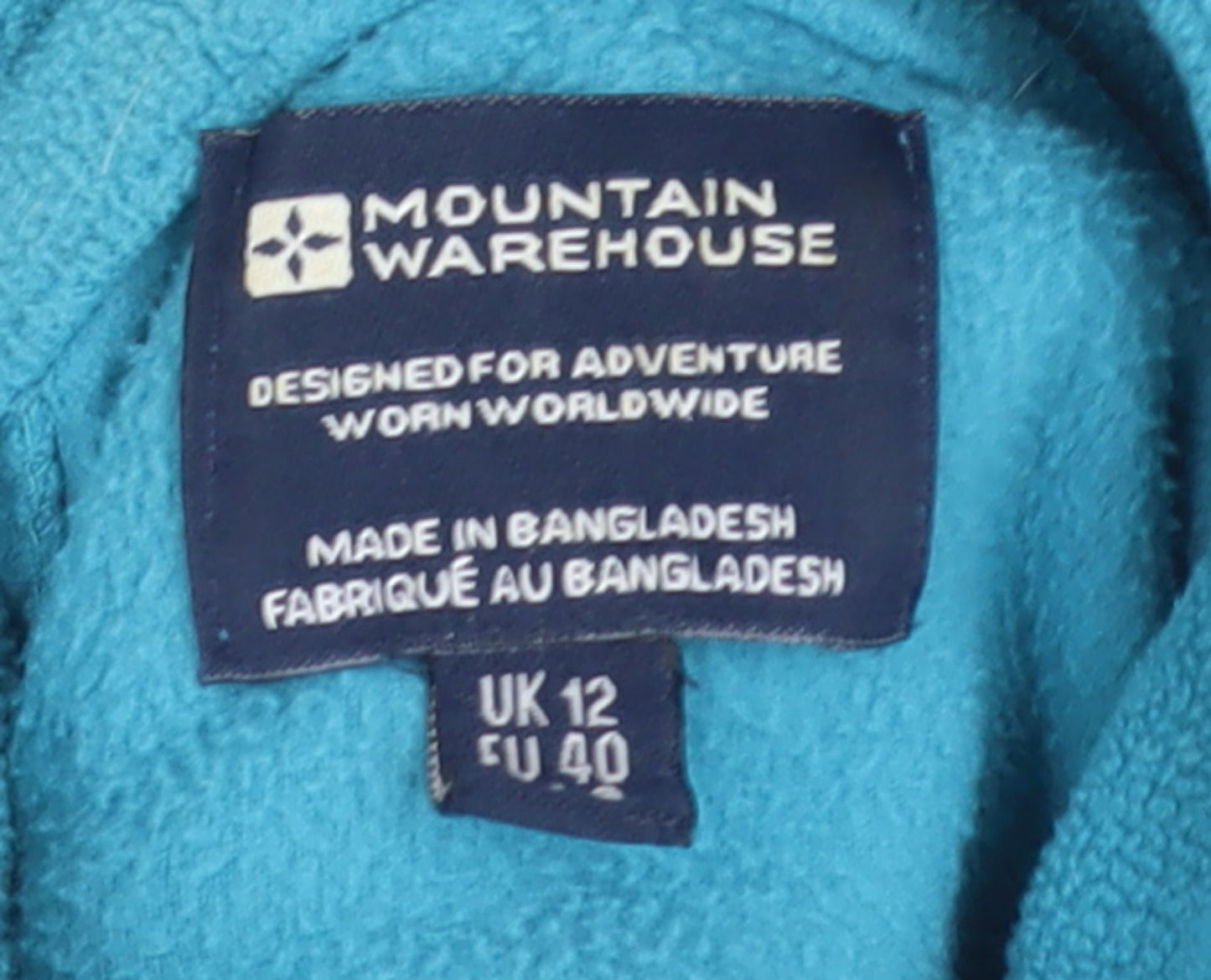 Mountain Warehouse Womens Blue Fleece Jacket Size 12 Full Zip
