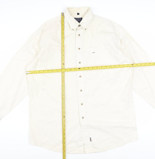 H.D.C Sports Men's Ivory Long Sleeve Button-Down Cotton Shirt Size 16.5