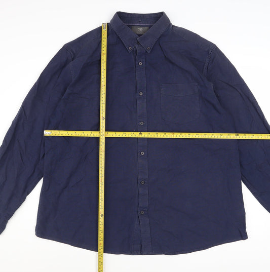 Marks and Spencer Men’s Blue 2XL Button-Down Cotton Casual Shirt