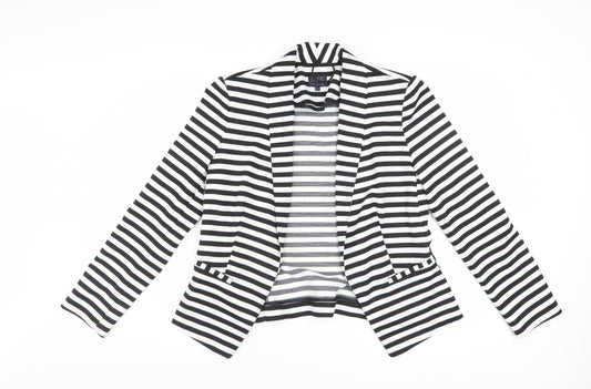 Marks and Spencer Women Black White Striped Blazer UK 14 Classic Fit