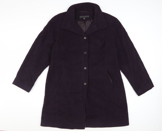 Additional front view of Gallery Women's Purple Wool Blend Mid-Length Overcoat M