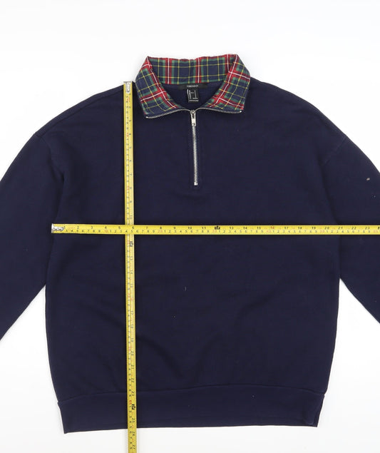 Forever 21 Womens Navy 1/2 Zip Pullover Sweatshirt Size S