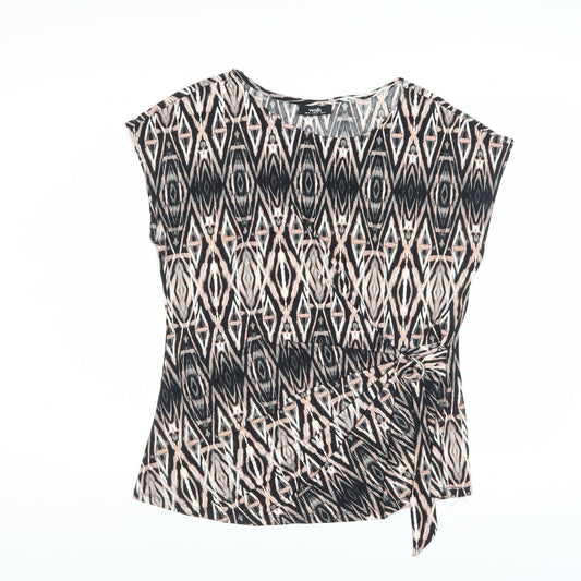 Wallis Women's Multicoloured Geometric Wrap Blouse Size 16