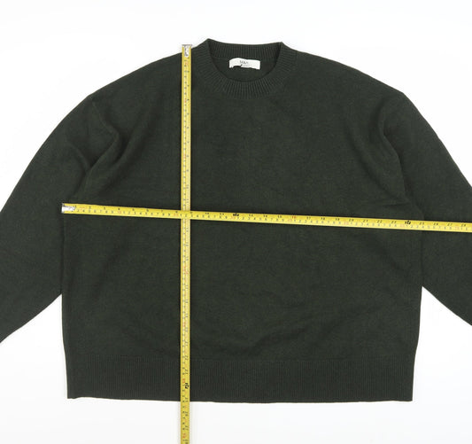 Marks and Spencer Women's Green Wool Blend XL Crew Neck Jumper