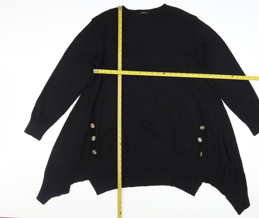 Roman Women’s Black Size 16 Tunic Jumper with Button Detail
