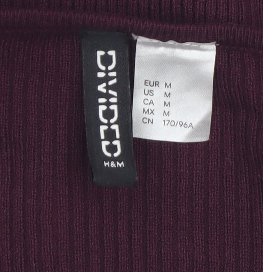 H&M Divided Womens Burgundy V-Neck Button Cardigan Size 12