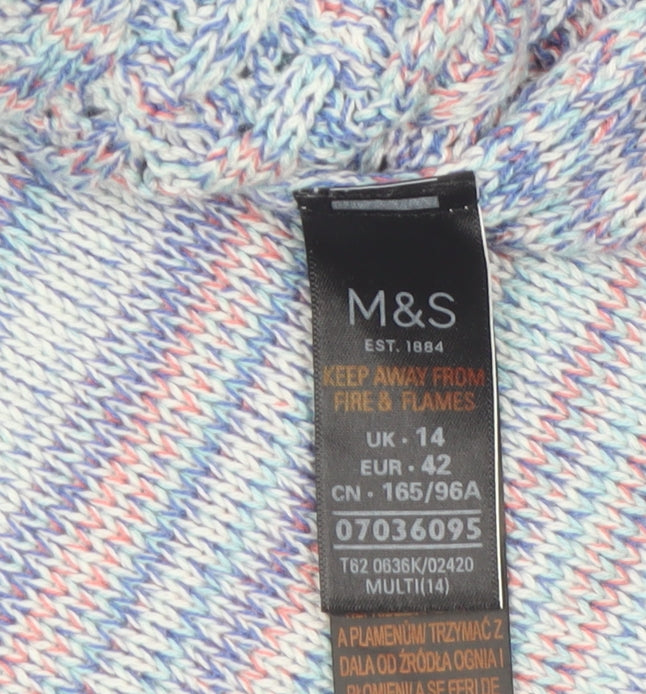 Marks and Spencer Women’s Multicoloured Cotton Knit Full Zip Jumper Size 14