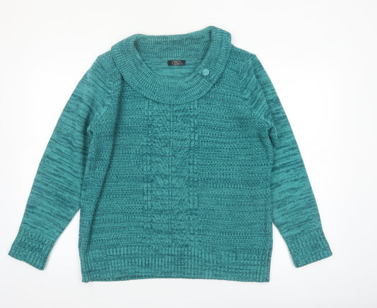 Bonmarché Womens Green Cowl Neck Cable Knit Jumper Size M