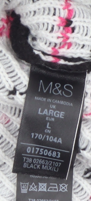 Marks and Spencer Women Black L Fair Isle Reindeer Christmas Jumper