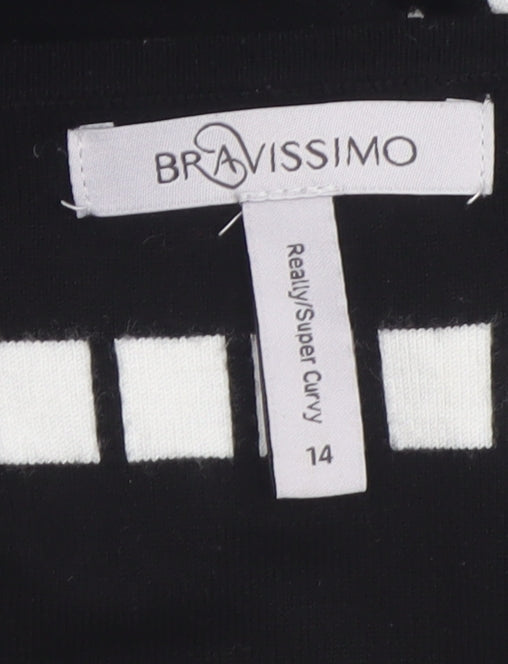 Bravissimo Women’s Black White Shift Dress Size 14 Viscose Stretch