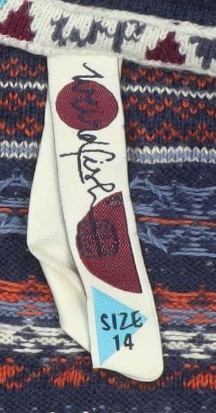 Weird Fish Womens Blue Fair Isle Knit Jumper Dress Size 14