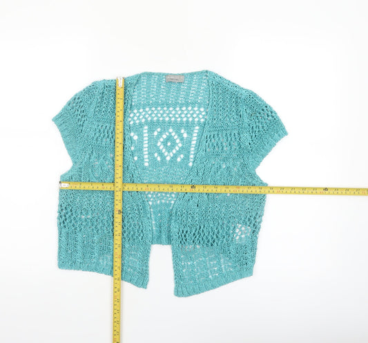 Marks and Spencer Women Blue Size 16 Open Knit Short Sleeve Cardigan