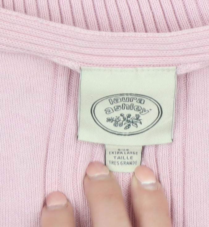 Laura Ashley Women’s Pink Cotton V-Neck Knit Blouse XL