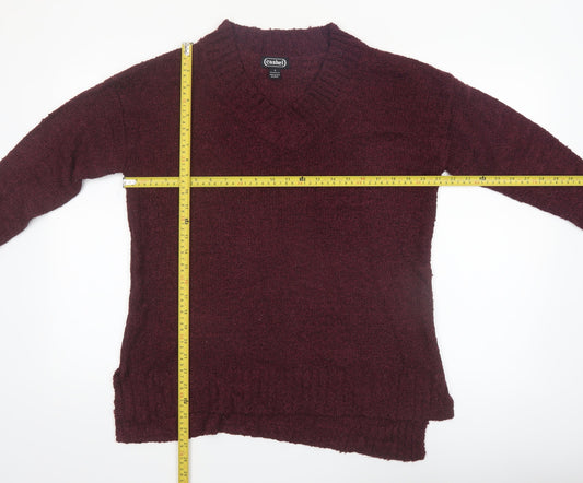 Cashel Womens Red V-Neck Knit Pullover Jumper Size S