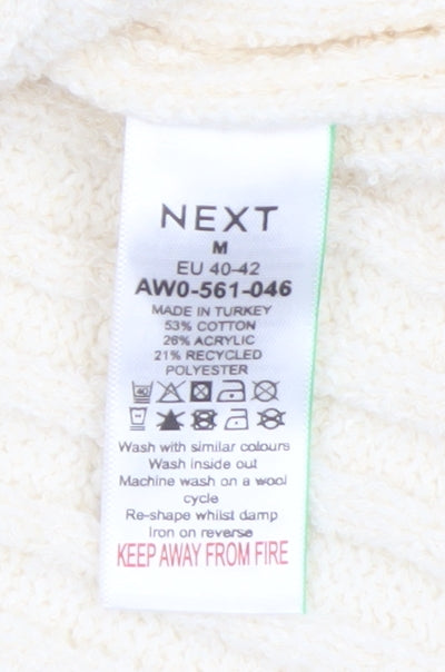 Next Women Ivory Ribbed Knit Tie Front Cardigan Size 14
