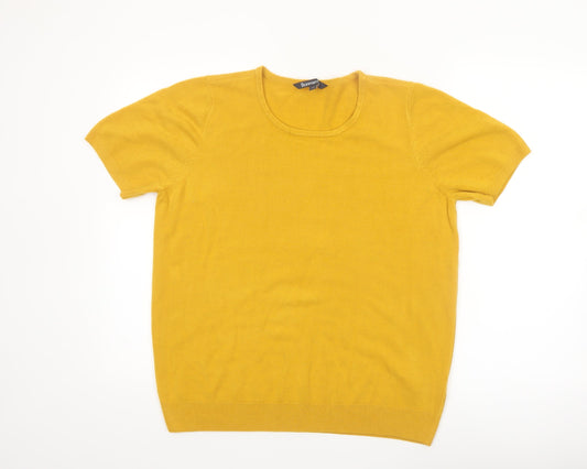 Bonmarché Women's Yellow Acrylic Short Sleeve Scoop Neck Jumper Size 18