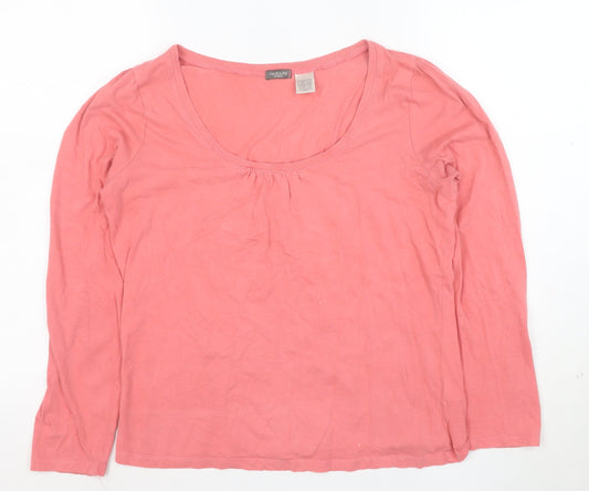 La Redoute Women’s Pink Cotton Long Sleeve Scoop Neck Top Size 12