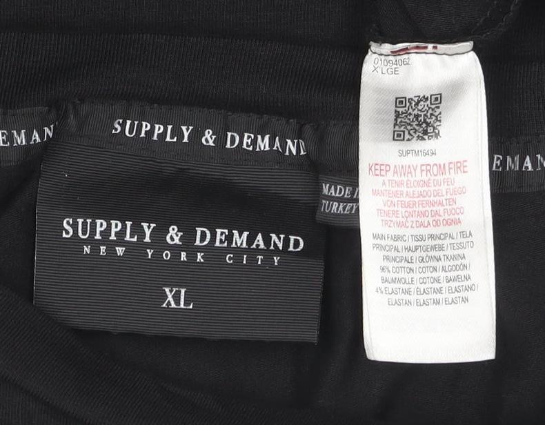 Supply & Demand Men's Black XL Graphic Print Crew Neck T-Shirt
