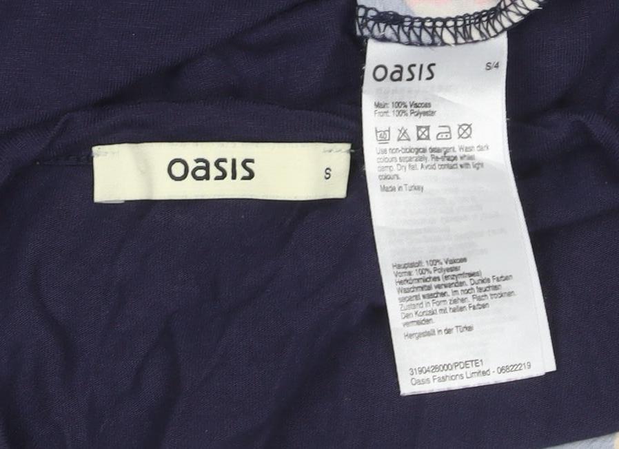Oasis Women's Blue Butterfly Print Sleeveless Blouse Size S