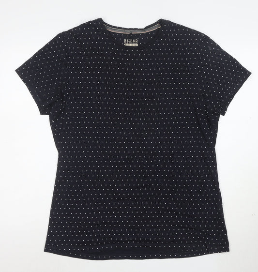Blend Womens Blue Geometric Cotton Short Sleeve T-Shirt XL