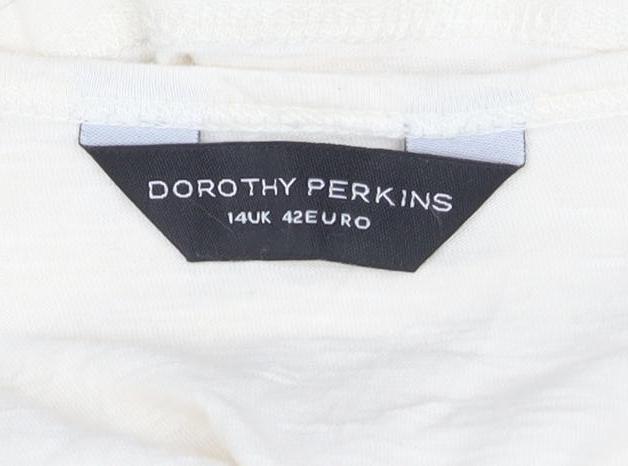 Dorothy Perkins Women’s Ivory Long Sleeve Cotton T-Shirt Size 14
