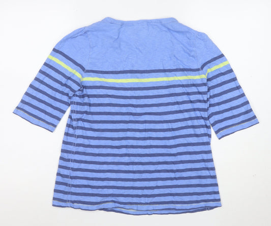 Joules Women Blue Striped 3/4 Sleeve Cotton T-Shirt UK 12
