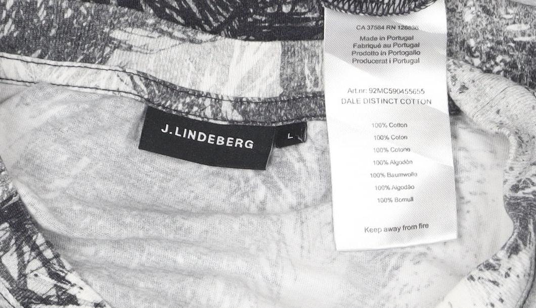 J.Lindeberg Men's Multicoloured Palm Print Cotton T-Shirt L