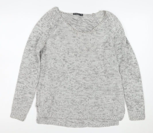 Stradivarius Women Grey Chunky-Knit Pullover Jumper Size 12
