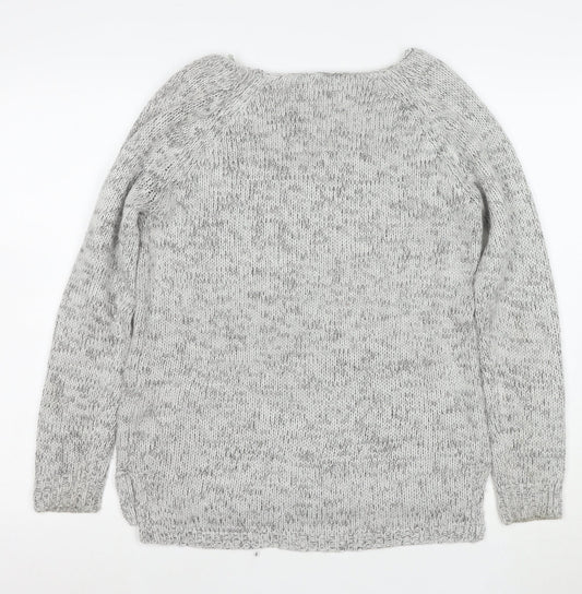 Stradivarius Women Grey Chunky-Knit Pullover Jumper Size 12