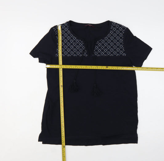 Next Women's Blue Embroidered Tunic T-Shirt Size 10