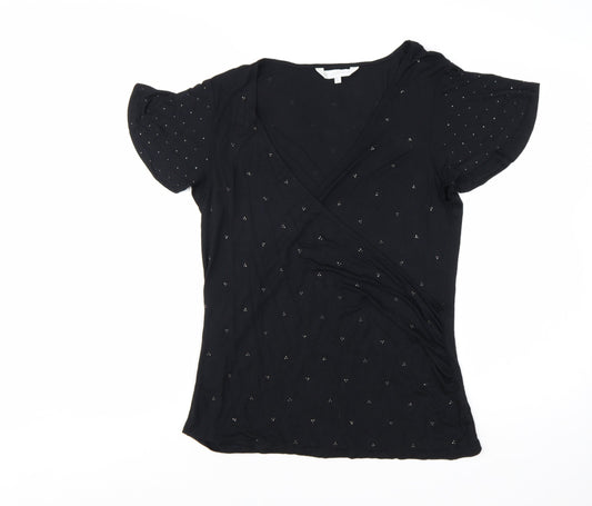 RJR John Rocha Women’s Black Wrap Style Beaded Top Size 14