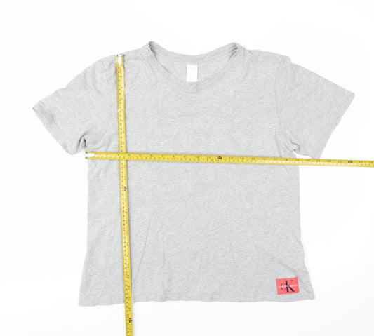 Calvin Klein Women Grey Basic Cotton Short Sleeve T-Shirt M
