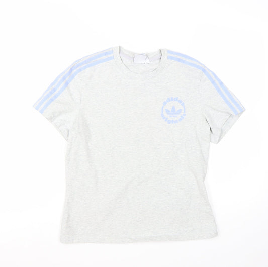 Additional front view of Adidas Women's Grey Short Sleeve Crew Neck Basic T-Shirt, size M