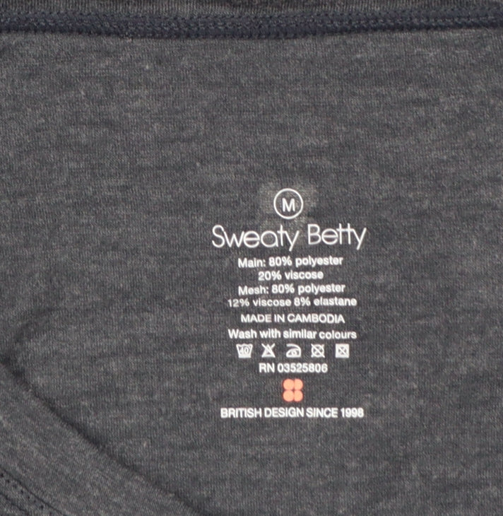 Sweaty Betty Women Grey M Regular Fit Mesh Panel T-Shirt