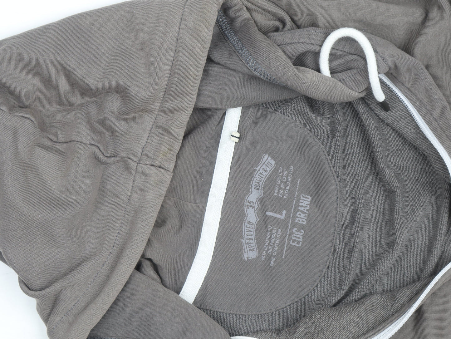 EDC Brand Men's Grey Full Zip Hoodie Size L Regular Fit