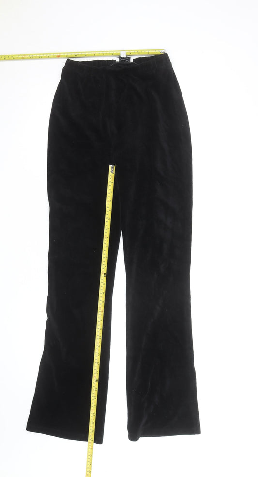Topshop Women Black Velvet Wide-Leg Trousers Size 8